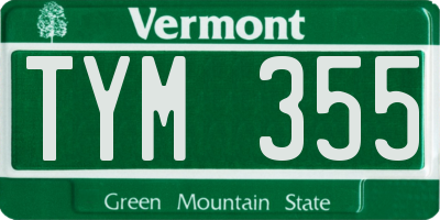 VT license plate TYM355