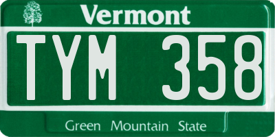 VT license plate TYM358