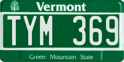 VT license plate TYM369