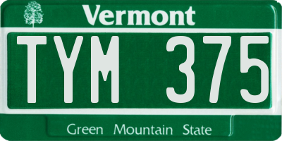 VT license plate TYM375