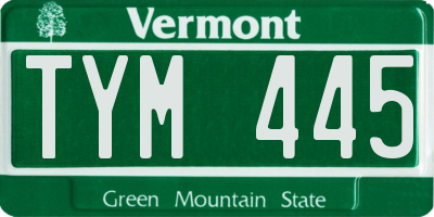 VT license plate TYM445