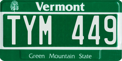 VT license plate TYM449