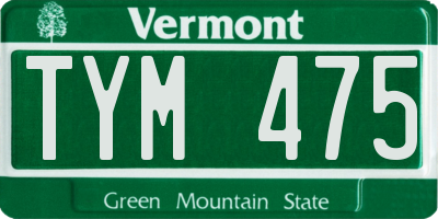 VT license plate TYM475