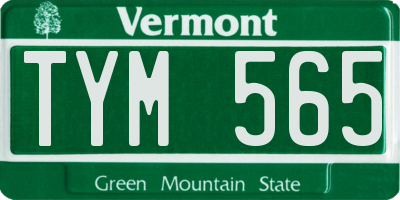 VT license plate TYM565