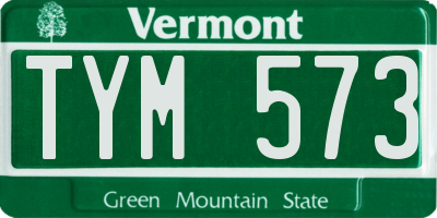 VT license plate TYM573
