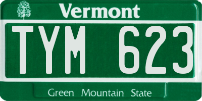 VT license plate TYM623