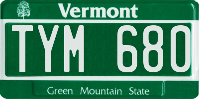 VT license plate TYM680