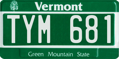 VT license plate TYM681