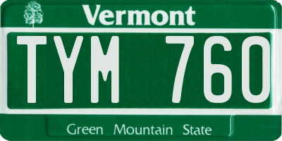 VT license plate TYM760