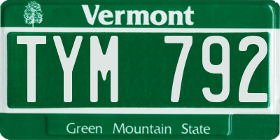 VT license plate TYM792