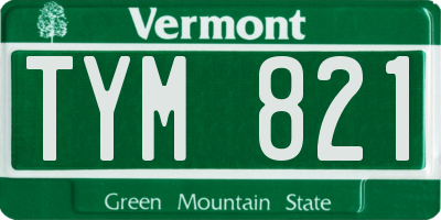 VT license plate TYM821