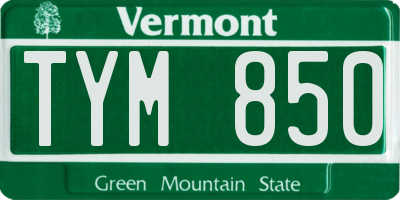 VT license plate TYM850