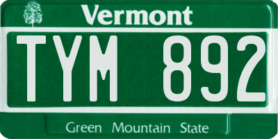 VT license plate TYM892