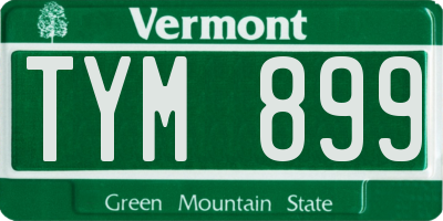 VT license plate TYM899