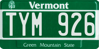 VT license plate TYM926