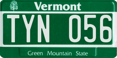 VT license plate TYN056