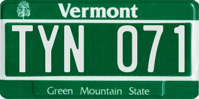 VT license plate TYN071