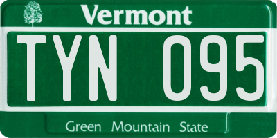 VT license plate TYN095