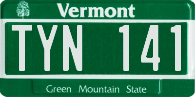 VT license plate TYN141
