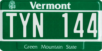VT license plate TYN144