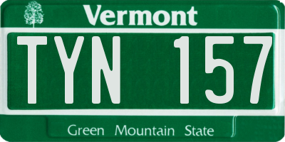 VT license plate TYN157
