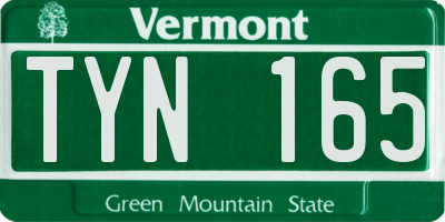 VT license plate TYN165