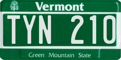 VT license plate TYN210