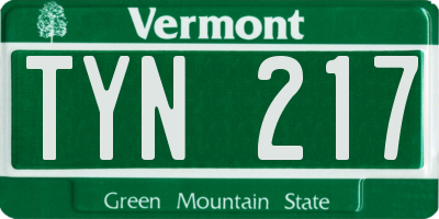 VT license plate TYN217