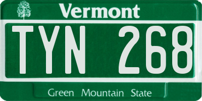 VT license plate TYN268