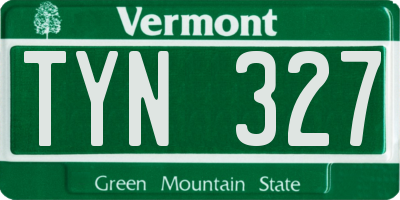 VT license plate TYN327