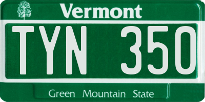 VT license plate TYN350