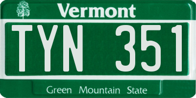 VT license plate TYN351