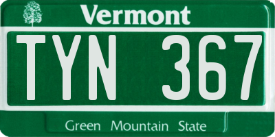 VT license plate TYN367