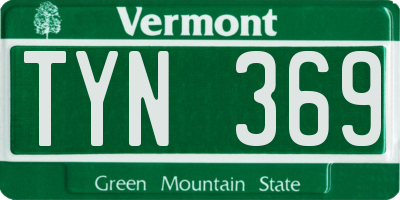 VT license plate TYN369