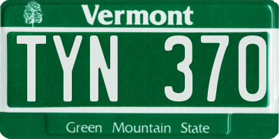 VT license plate TYN370