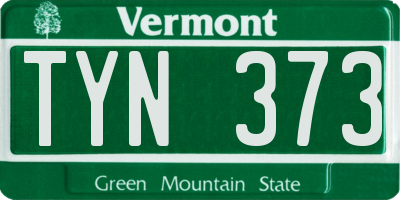VT license plate TYN373