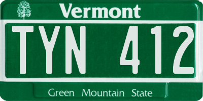 VT license plate TYN412