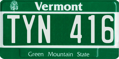 VT license plate TYN416