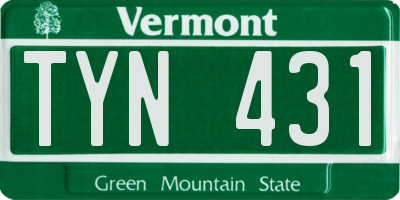 VT license plate TYN431