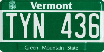 VT license plate TYN436