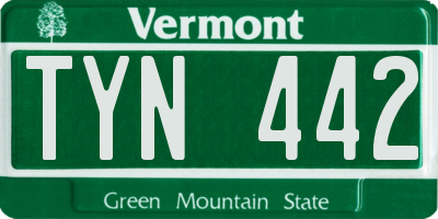 VT license plate TYN442