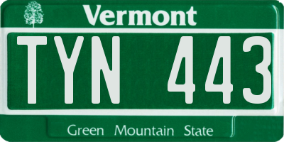VT license plate TYN443