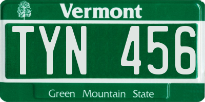 VT license plate TYN456