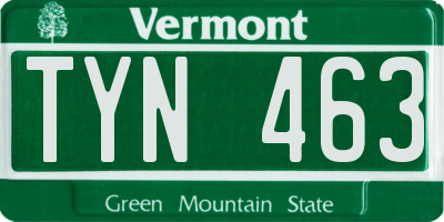 VT license plate TYN463