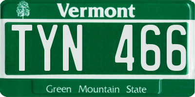 VT license plate TYN466