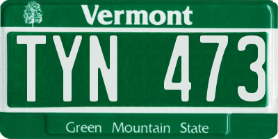 VT license plate TYN473