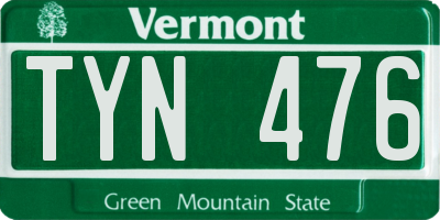 VT license plate TYN476