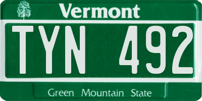 VT license plate TYN492