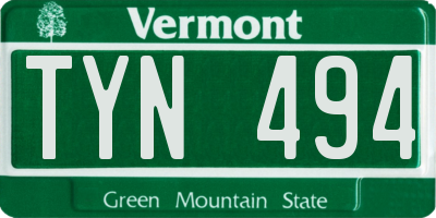VT license plate TYN494