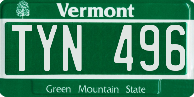 VT license plate TYN496